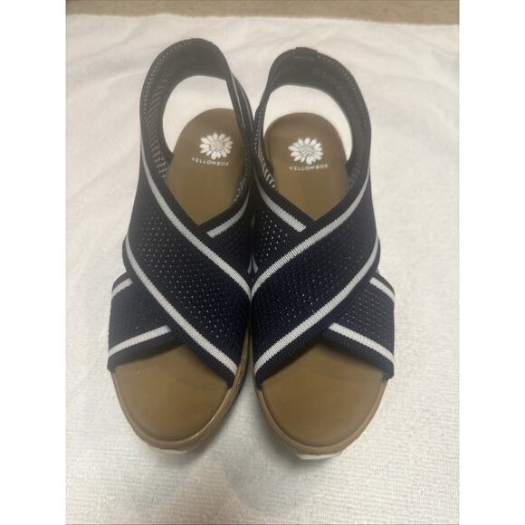 New Yellow Box Airlee Wedge Blue & White Comfort Sandal Women’s Size 7.5 M - Picture 1 of 5